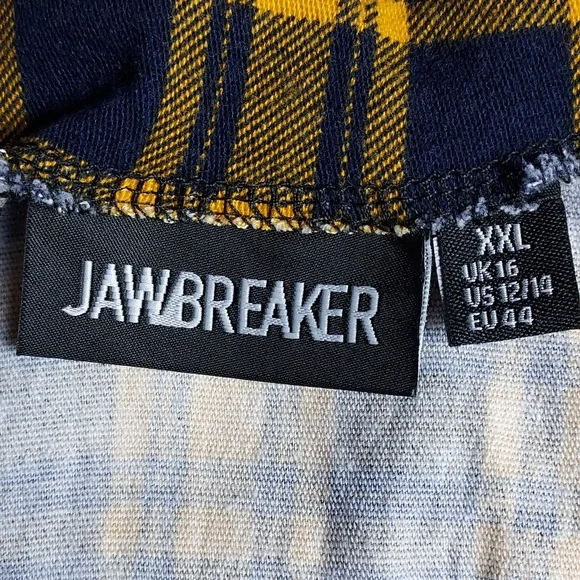 Jawbreaker Punk Pinup Rockabilly Yellow Black Plaid Cropped Jumpsuit 12/14 - XXL - Picture 7 of 9